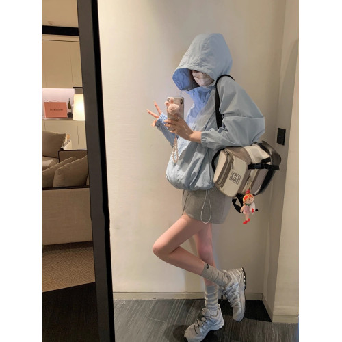 防曬衣女2024夏季新款設計感抽繩連帽透氣沖鋒衣寬鬆薄款防曬外套