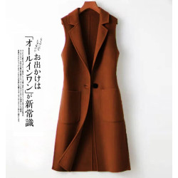 出口日單外單清倉毛呢馬甲女外搭開衫中長款大碼顯瘦馬夾外套