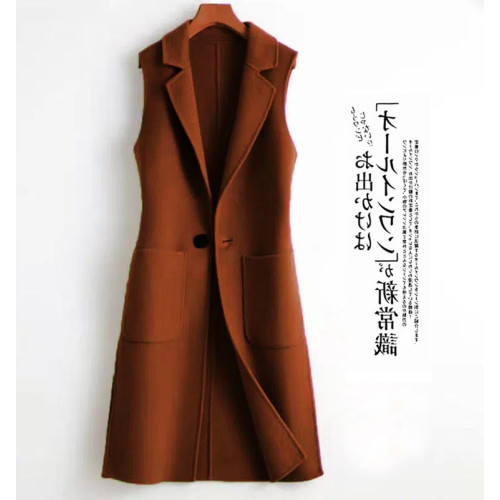 出口日單外單清倉毛呢馬甲女外搭開衫中長款大碼顯瘦馬夾外套