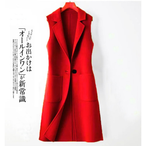 出口日單外單清倉毛呢馬甲女外搭開衫中長款大碼顯瘦馬夾外套