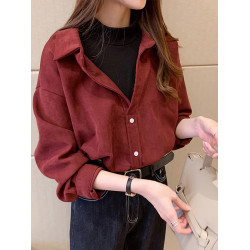 假兩件襯衫女裝新款春秋季曡穿內搭打底半高領上衣復古港味襯衣冬