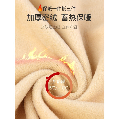 啄木鳥保暖襯女加絨加厚格子長袖秋冬季打底磨毛上衣大碼媽媽裝