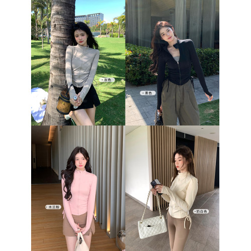 alex stevens 抽繩防曬衣女夏季短款修身瑜珈服上衣外套UPF50+