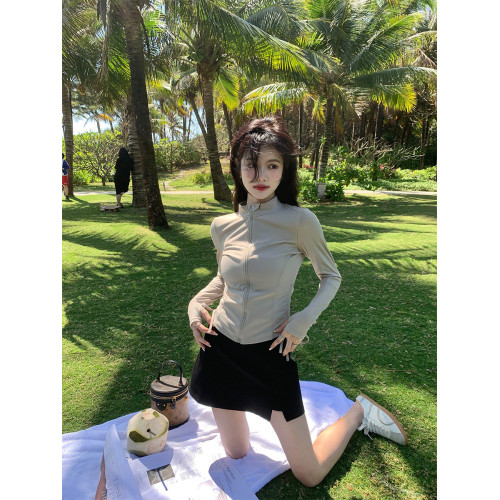 alex stevens 抽繩防曬衣女夏季短款修身瑜珈服上衣外套UPF50+