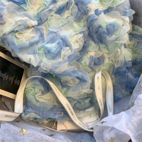 薄荷曼波風小上衣花瓣藍色吊帶小衫女夏季法式甜美超仙氣質抹胸