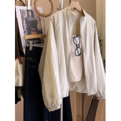 韓版休閒立領防曬衣薄款外套夏季新款戶外寬鬆沖鋒衣運動夾克女潮