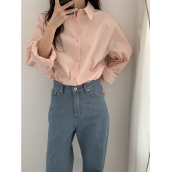 春季新款ins上衣女法式復古藍色襯衫寬鬆打底高級感小衆長袖襯衣