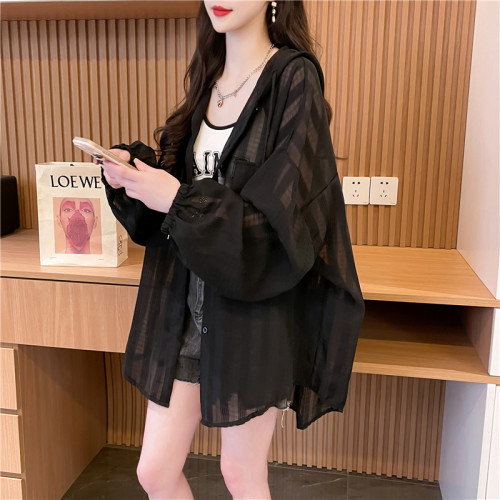 中長款薄款冰絲襯衫防曬衣女夏季2026新款寬鬆大碼防曬服開衫外套