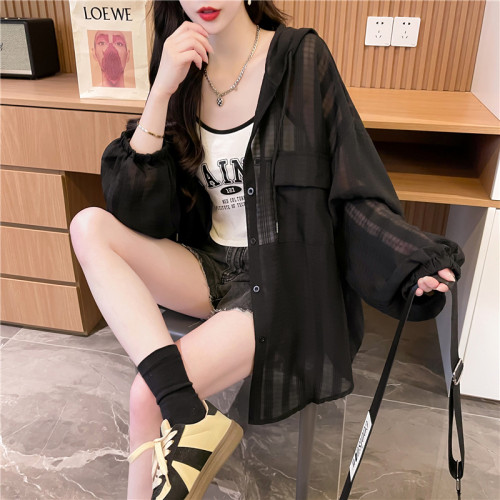 中長款薄款冰絲襯衫防曬衣女夏季2026新款寬鬆大碼防曬服開衫外套