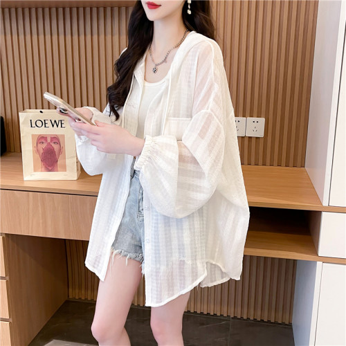 中長款薄款冰絲襯衫防曬衣女夏季2026新款寬鬆大碼防曬服開衫外套