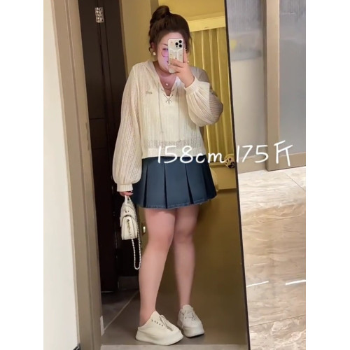 大碼慵懶風V領連帽鏤空防曬罩衫女夏季微胖mm顯瘦高級感薄款外搭