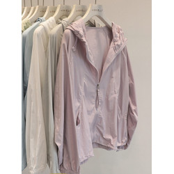 性價比王炸_夏季薄款連帽防曬衣女純色休閒百搭工裝拉鍊外套