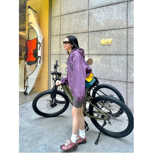 美式戶外UPF50+紫色連帽防曬沖鋒衣女夏季工裝輕薄皮膚衣外套男潮