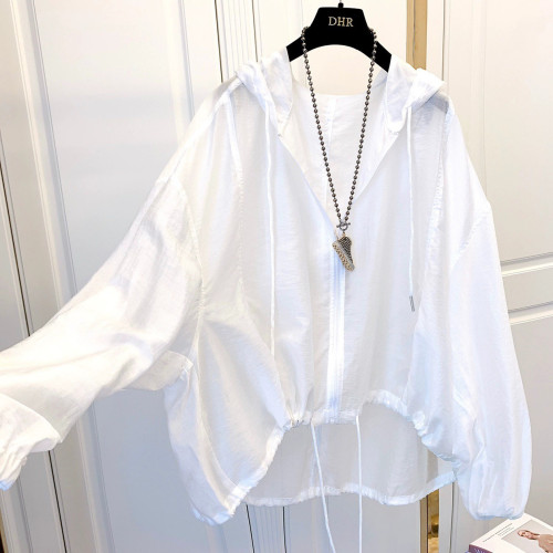 輕薄冰絲防曬衣外套女款夏季大碼胖mm寬鬆百搭透氣連帽防曬服上衣