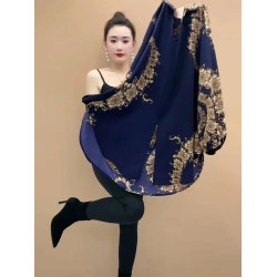 夏季寬鬆防曬七分袖雪紡衫新款時尚復古花色大碼遮肉高檔大版衫女