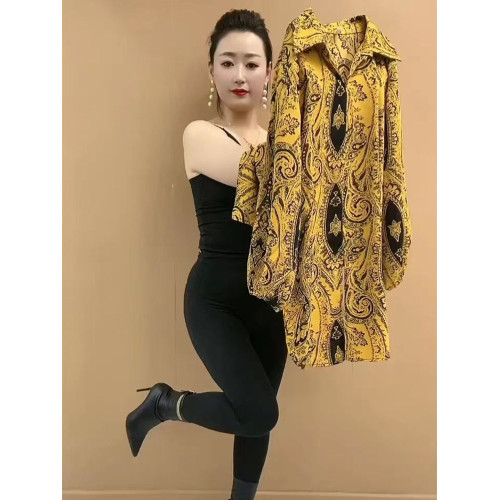 夏季寬鬆防曬七分袖雪紡衫新款時尚復古花色大碼遮肉高檔大版衫女