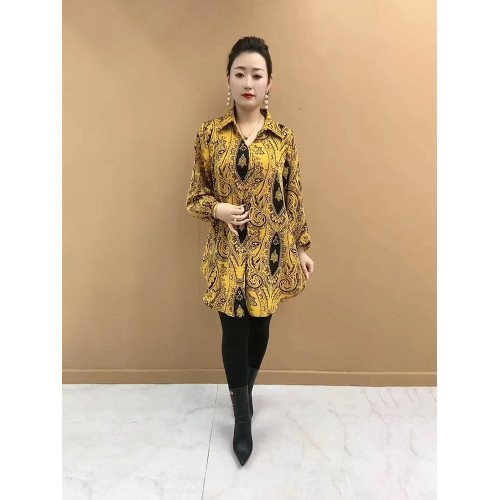 夏季寬鬆防曬七分袖雪紡衫新款時尚復古花色大碼遮肉高檔大版衫女