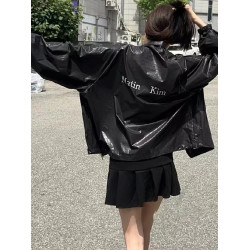 韓國matin kim沖鋒衣外套女迪麗熱巴同款垃圾袋薄款防曬衣情侶款