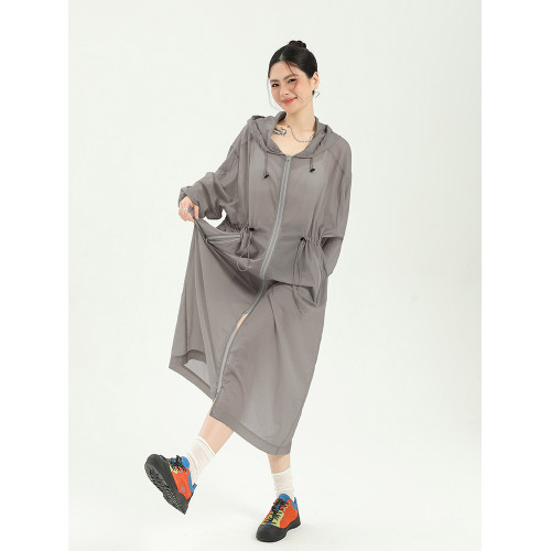 全身加長防曬衣女夏輕薄透氣2025新款寬鬆長款過膝防曬服外套連帽