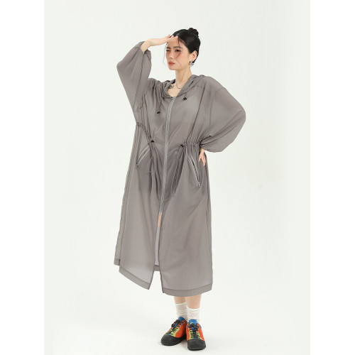 全身加長防曬衣女夏輕薄透氣2025新款寬鬆長款過膝防曬服外套連帽