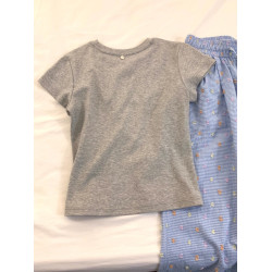 簡單乾淨藍灰搭配好舒適松弛～夏季新款大方灰色T恤+彩色點點褲子