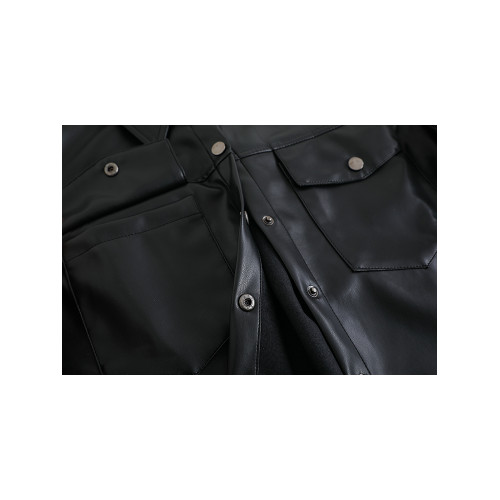 KAKD黑色皮衣外套女秋冬新款復古港風寬鬆氣質休閒薄款皮夾克上衣