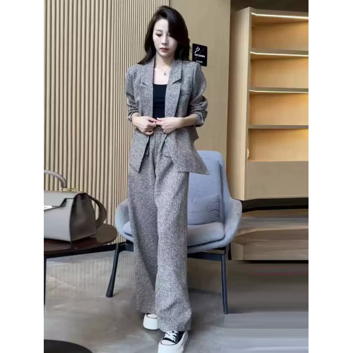 爆款推薦~時尚套裝女2026春秋新款星空亮鑽西裝外套濶腿褲兩件套