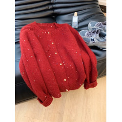 專櫃撤廻剪標氛圍感新年紅色亮片針織開衫女2025新款軟糯針織外套