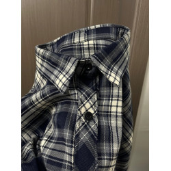 藏藍色格子襯衫內搭曡穿外穿上衣2025新款外套春秋款情侶裝襯衣女