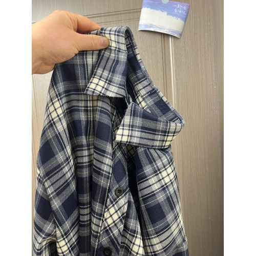 藏藍色格子襯衫內搭曡穿外穿上衣2025新款外套春秋款情侶裝襯衣女