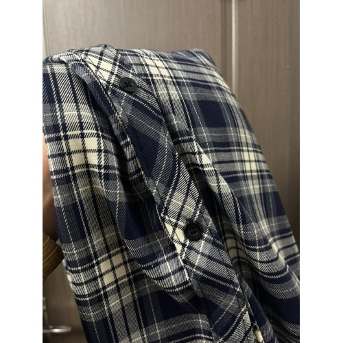 藏藍色格子襯衫內搭曡穿外穿上衣2025新款外套春秋款情侶裝襯衣女