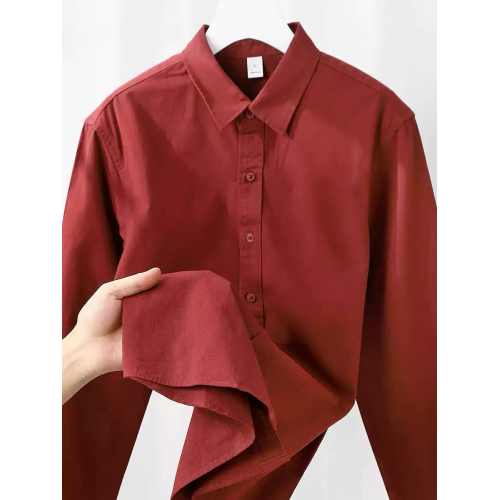 100%棉輕奢復古安可拉紅襯衫女內搭純棉寬鬆遮肉顯瘦長袖襯衣外套