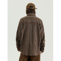 GoodNorth 2025新款日系文藝復古竪條紋長袖襯衫男女同款寬鬆襯衣