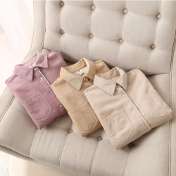 軟糯燈芯絨襯衫女加絨加厚秋冬新款韓版復古休閒保暖長袖曡穿上衣