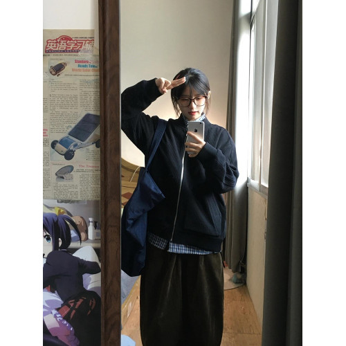 復古藍色格子襯衫秋冬內搭曡穿上衣小個子女休閒2025年早春薄外套