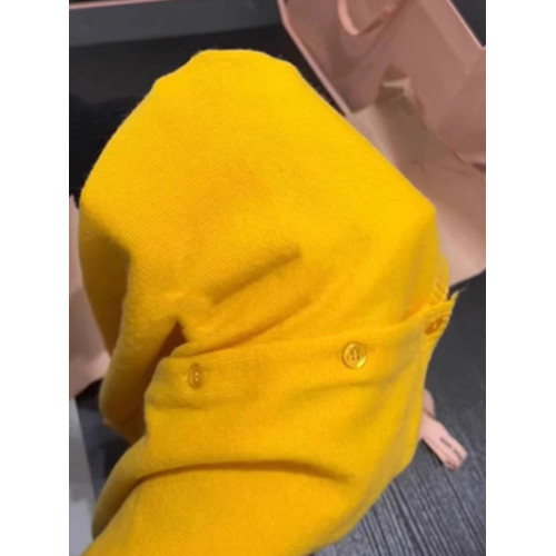 歐洲站高級大牌黃色針織開衫女秋冬季高級感洋氣漂亮毛衣外套