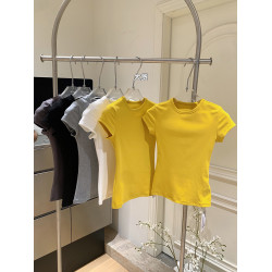 LINAN自製 新款感韓系正肩神仙百搭簡約圓領修身針織短袖T恤