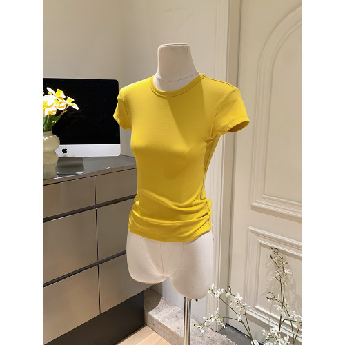 LINAN自製 新款感韓系正肩神仙百搭簡約圓領修身針織短袖T恤