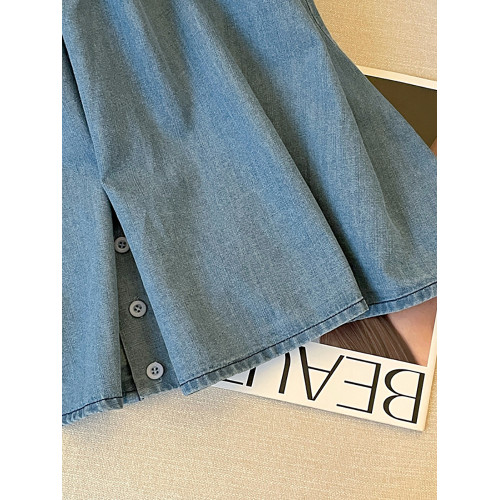 自畱款推薦~系繩可調節掛脖牛仔上衣女夏季新款性感露肩寬鬆吊帶