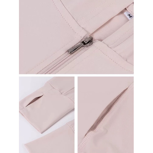 粉色冰絲防曬運動衣女2025新款修身收腰瑜珈服短款上衣小個子外套