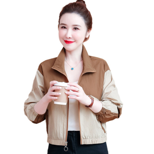 小個子短款立領拼色防曬衣女夏季2025新款時尚撞色輕薄外套防曬服