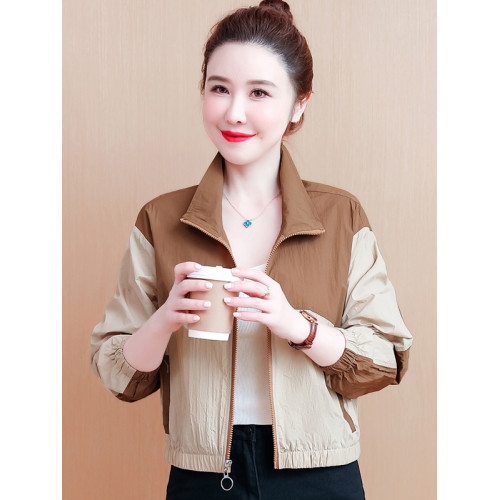 小個子短款立領拼色防曬衣女夏季2025新款時尚撞色輕薄外套防曬服