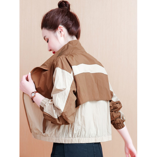 小個子短款立領拼色防曬衣女夏季2025新款時尚撞色輕薄外套防曬服