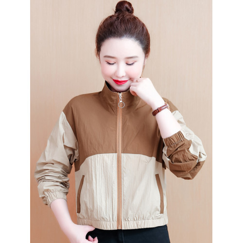 小個子短款立領拼色防曬衣女夏季2025新款時尚撞色輕薄外套防曬服