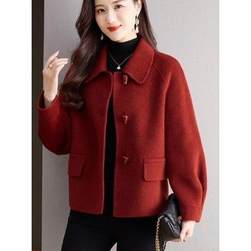 毛呢外套女2025春秋季新款時尚氣質修身小個子短款修身顯瘦大衣潮