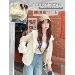 粉色工裝沖鋒衣女夏季輕薄戶外徒步連帽登山服外套寬鬆速乾防曬衣