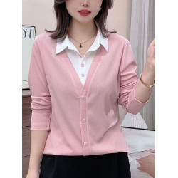 2026新款女士打底衫大碼春秋上衣中年女裝Z假兩件女士長袖t恤百搭