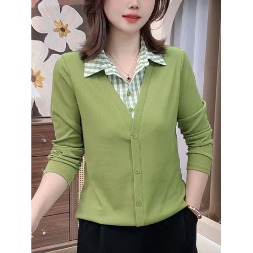 2026新款女士打底衫大碼春秋上衣中年女裝Z假兩件女士長袖t恤百搭