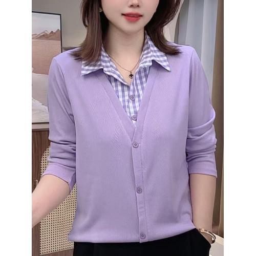 2026新款女士打底衫大碼春秋上衣中年女裝Z假兩件女士長袖t恤百搭