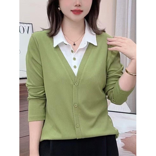 2026新款女士打底衫大碼春秋上衣中年女裝Z假兩件女士長袖t恤百搭